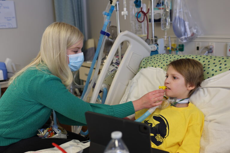 Channing receiving therapy in Children's Specialty Hospital.